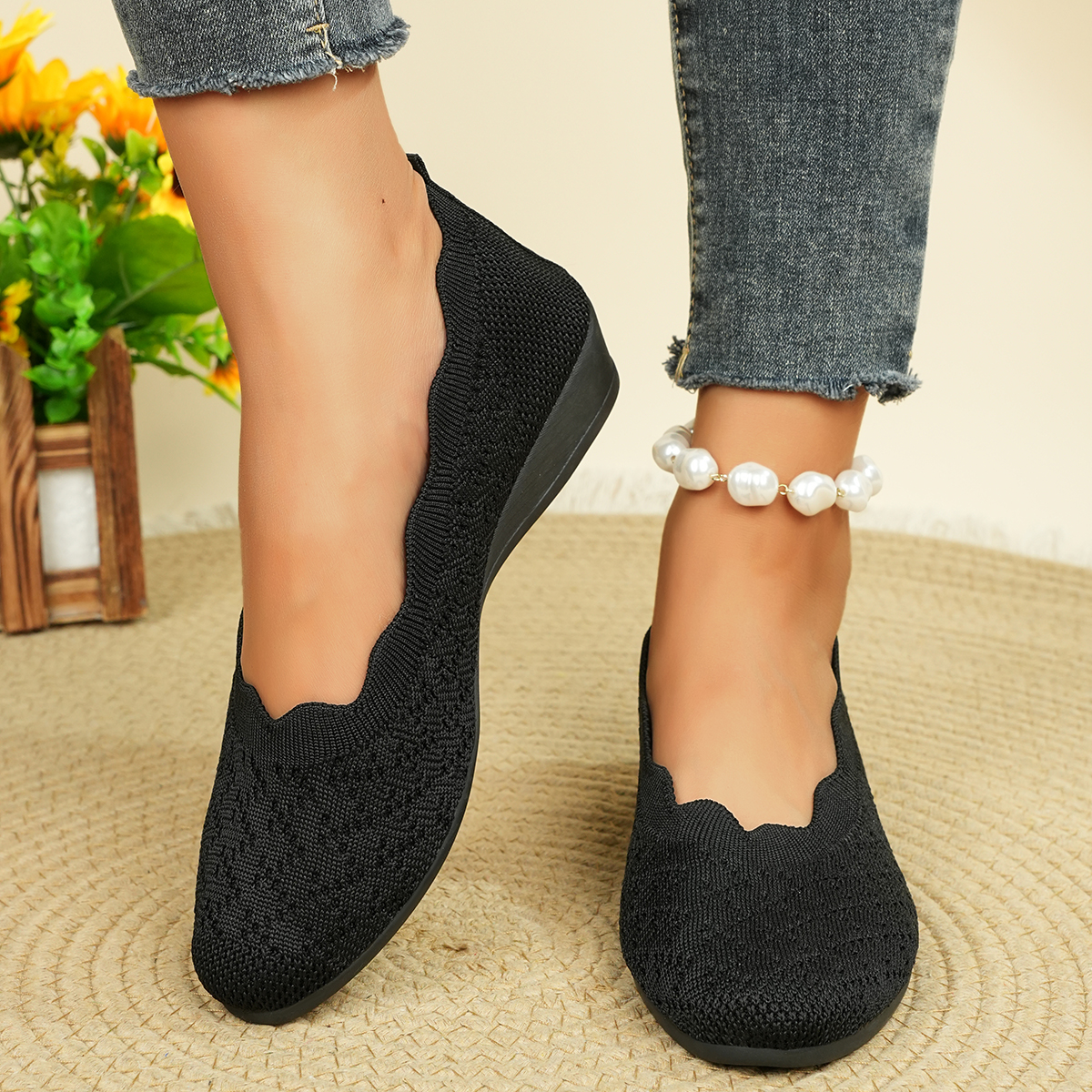 Women Shoes Size - Women's Breathable Knit Flats 2025 New