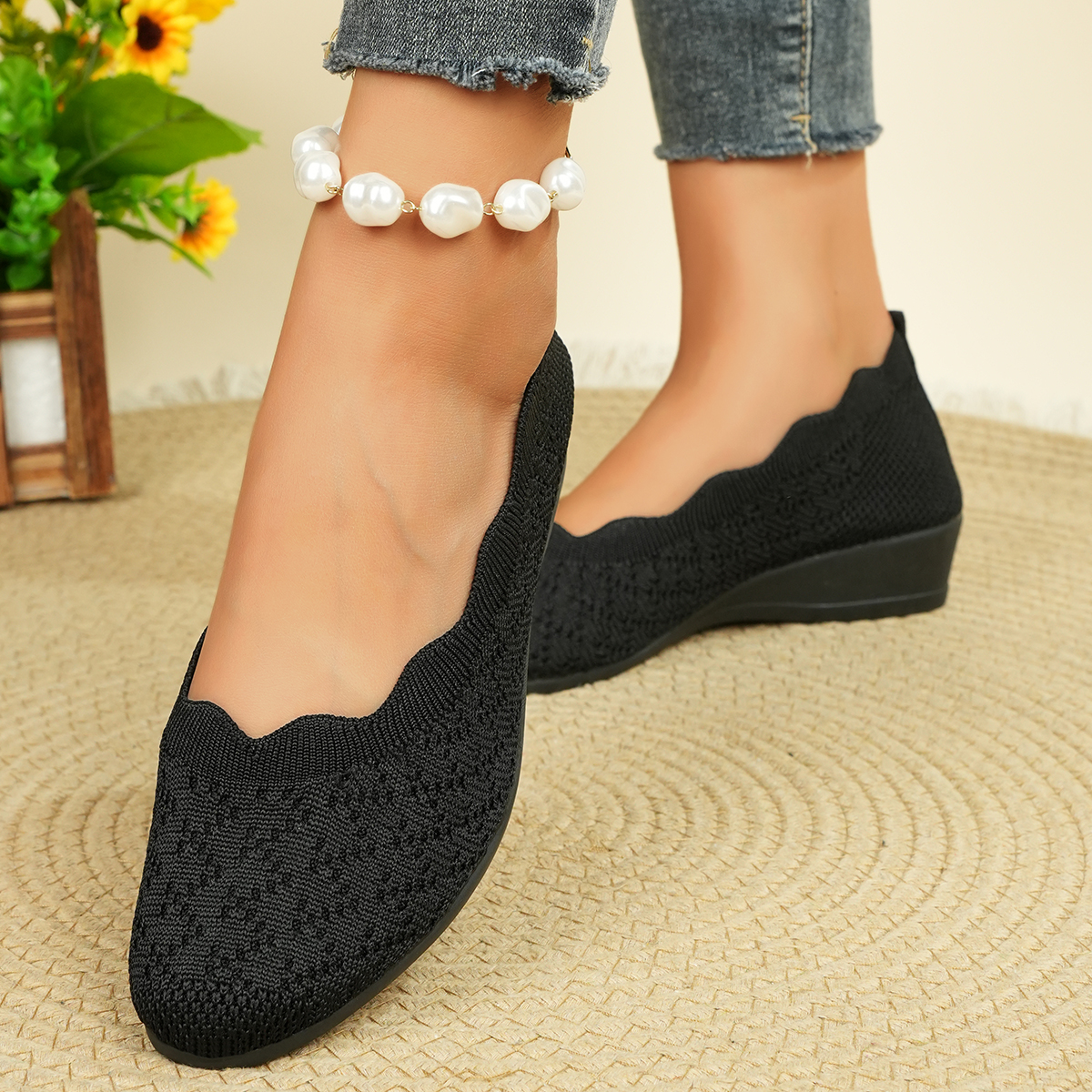 Women's Breathable Knit Flats  - Women Shoes Size บทวิจารณ์และราคา