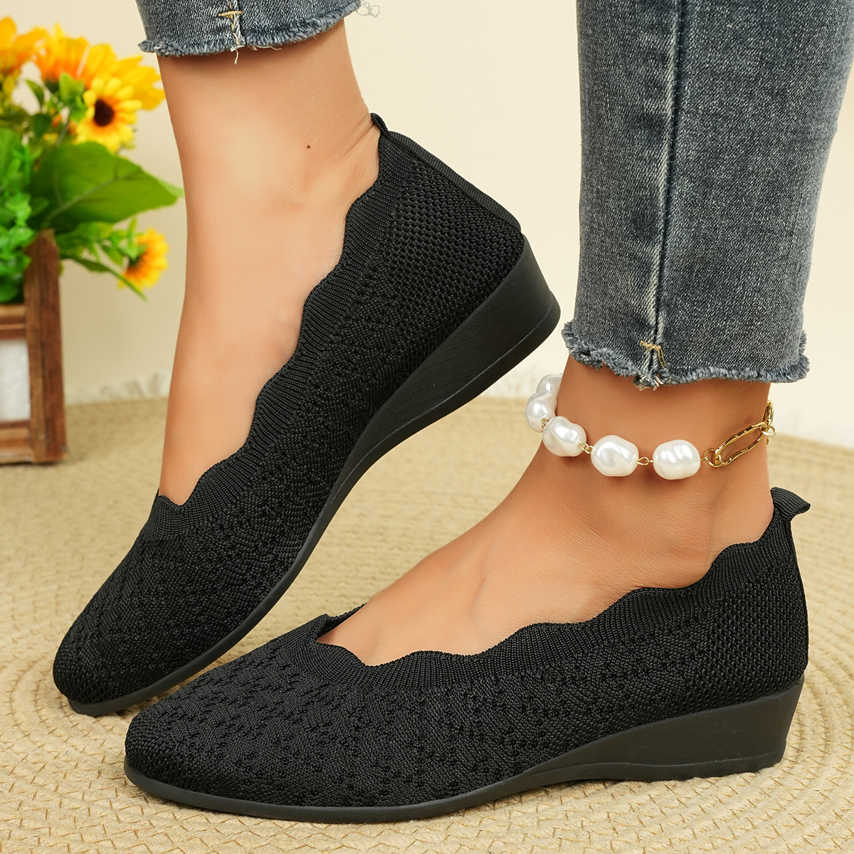 Women's Breathable Knit Flats  - Women Shoes Size บทวิจารณ์และราคา