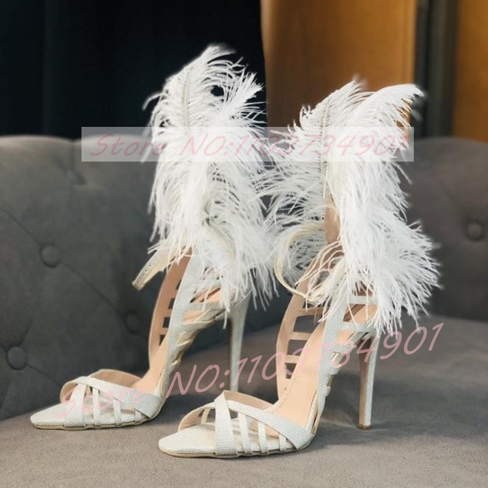 Glam Feather Sequins Stiletto  - Women'S Shoes Trendy บทวิจารณ์และราคา