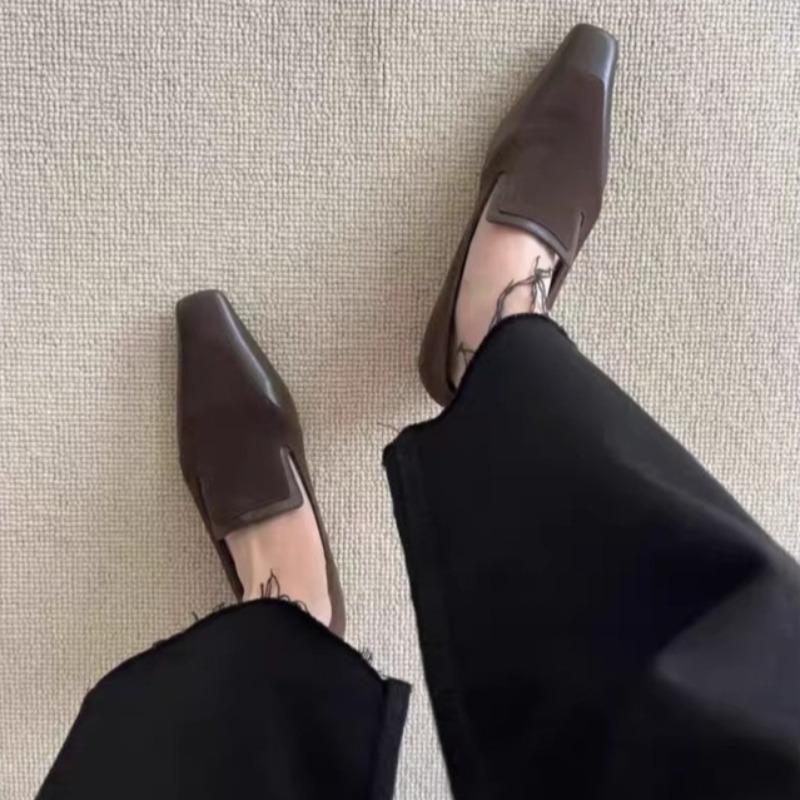 Retro Square Toe Deep Mouth Sl - Women Shoes Size บทวิจารณ์และราคา