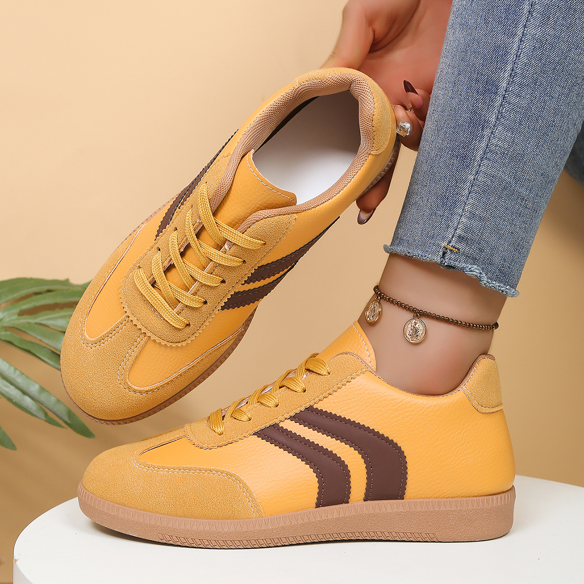 Fashionable Yellow Women's Cas - Women'S Shoes Trendy บทวิจารณ์และราคา