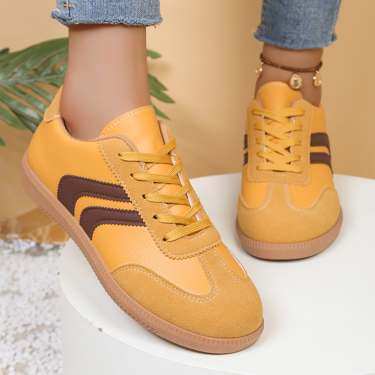 Fashionable Yellow Women's Cas - Women'S Shoes Trendy บทวิจารณ์และราคา