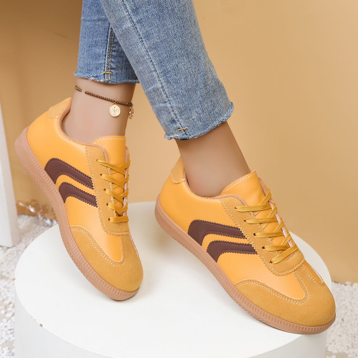 Fashionable Yellow Women's Cas - Women'S Shoes Trendy บทวิจารณ์และราคา