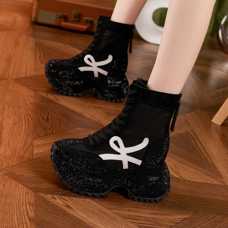 Women's Thick Sole High-top Fa - Women'S Shoes Trendy บทวิจารณ์และราคา