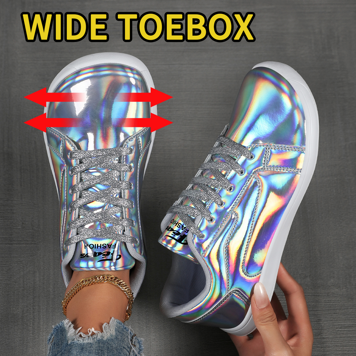 Women Iridescent Wide Toe Box  - Women'S Shoes With Wide Toe Box บทวิจารณ์และราคา