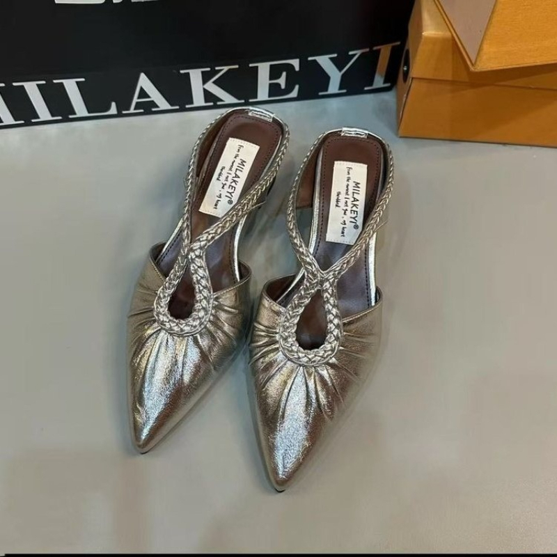 Pointed Toe Mule Heel Sandals  - Women Shoes Nb บทวิจารณ์และราคา