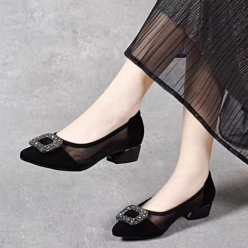 Elegant Pointed Toe Mesh Block - Women Shoes Size บทวิจารณ์และราคา
