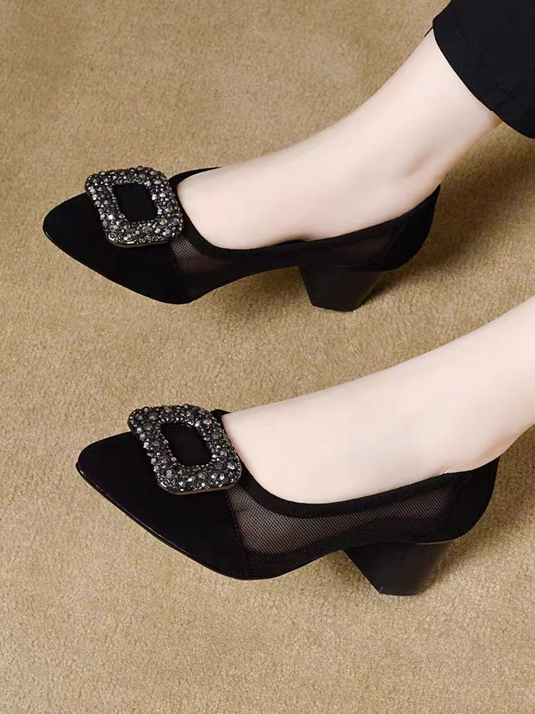 Elegant Pointed Toe Mesh Block - Women Shoes Size บทวิจารณ์และราคา