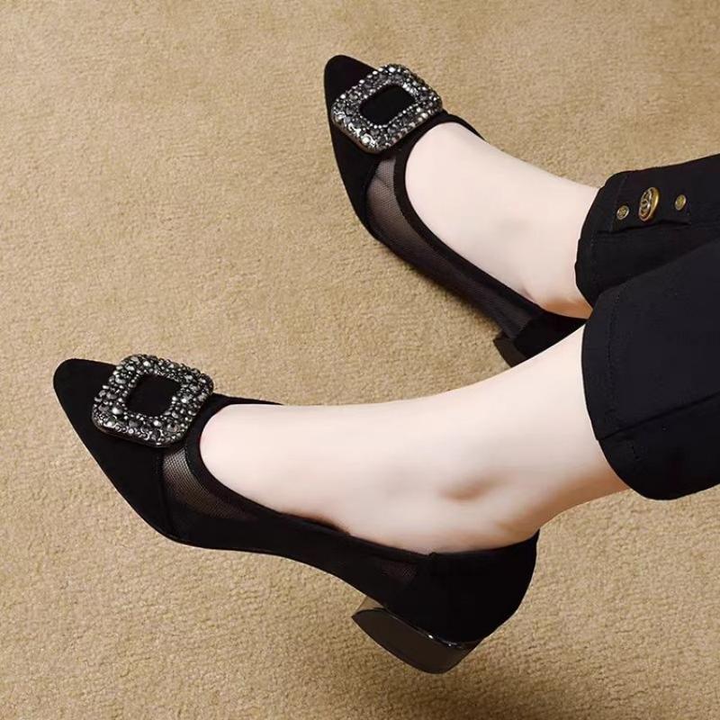 Elegant Pointed Toe Mesh Block - Women Shoes Size บทวิจารณ์และราคา