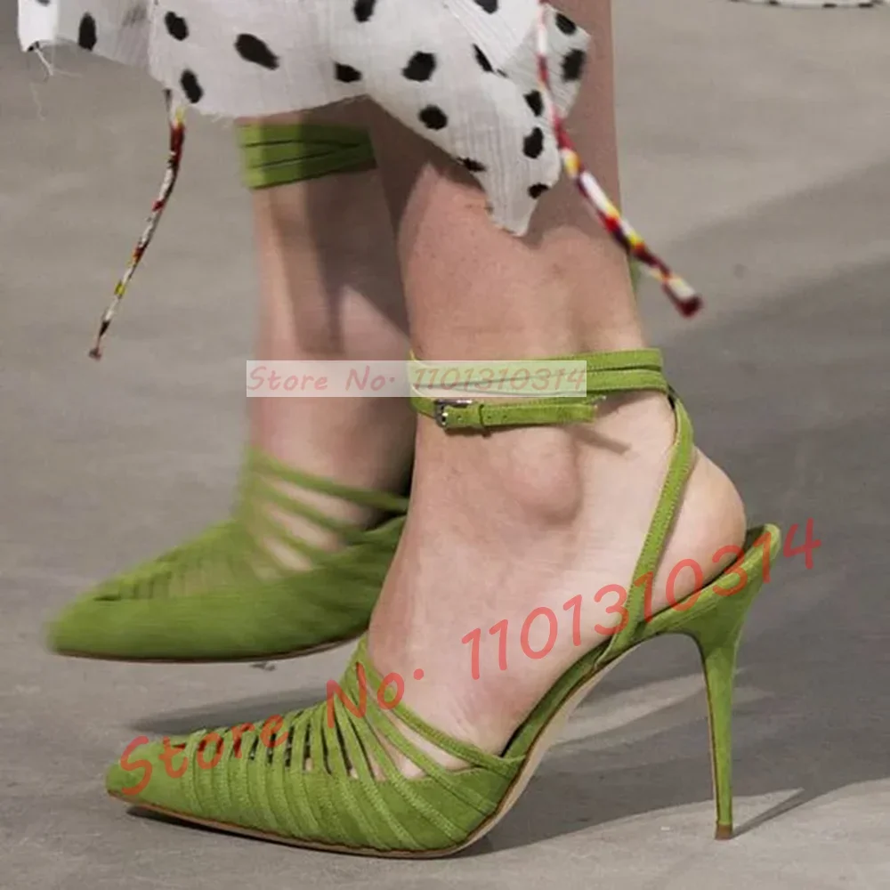 Green Vegan Suede Strappy Sand - Women'S Shoes Trendy บทวิจารณ์และราคา